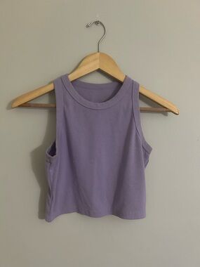 Ribbed Lavender Cropped Tank - Women